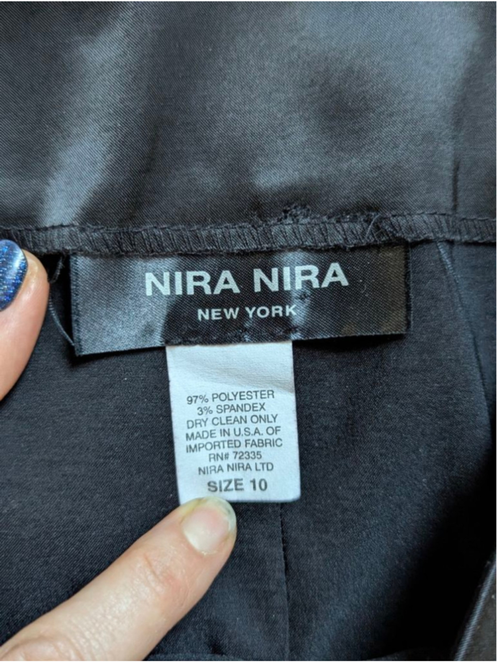 Vtg Nira Nira Black Satin Car Wash Panel Midi Skirt Sz 10 90s Goth Witchy - Picture 9 of 15